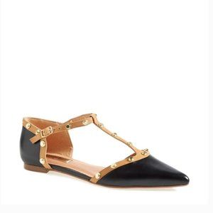 Halogen 'Olson' Pointy Toe Studded T-Strap Flat 5